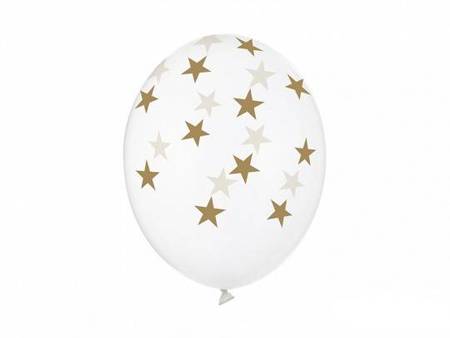 BALONY STRONG 30 CM PRZEZROCZYSTE ZŁOTE GWIAZDKI 50 SZT