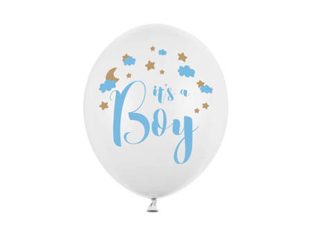 BALONY STRONG IT'S A BOY BIAŁE 6 SZT 30CM