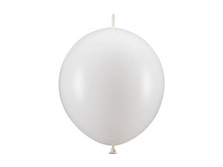 BALONY Z ŁĄCZNIKIEM 28 CM METALICZNA BIEL 20 SZT.