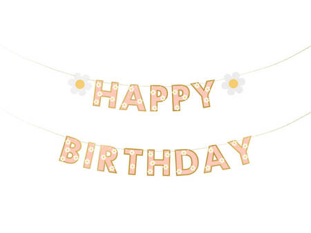 BANER HAPPY BIRTHDAY W KWIATKI 200 X 14.5 CM