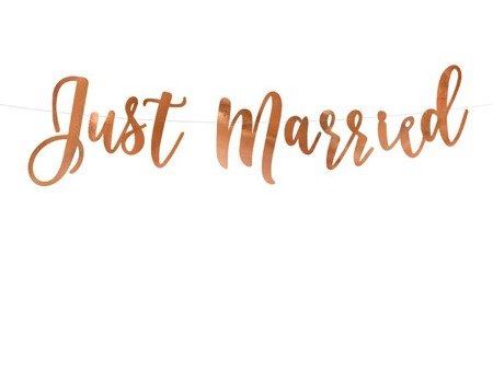 BANER JUST MARRIED RÓŻOWE ZŁOTO