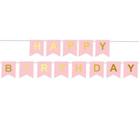 BANER URODZINOWY HAPPY BIRTHDAY RÓŻOWY 190 X 20 CM