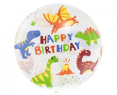 Balon Aqua - kryształowy, Happy Birthday (dinozaury), 20