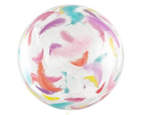 Balon Aqua - kryształowy, kolorowe piórka, 20