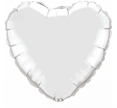 Balon foliowy 18 QL HRT Srebrne serce, 1 szt. (luzem)