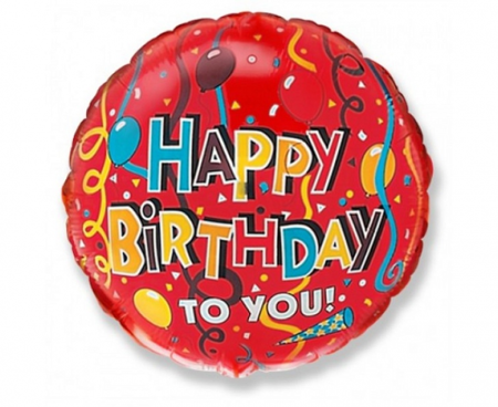 Balon foliowy 18 cali Happy Birthday czerwony