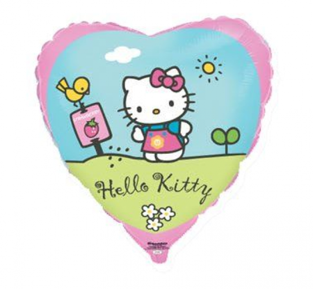 Balon foliowy 18 cali Hello Kitty w ogródku