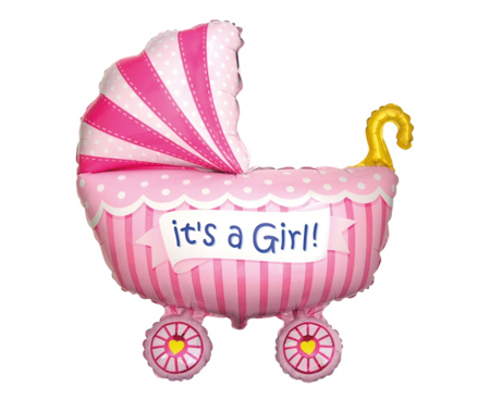 Balon foliowy 24 cali Wózek dla dziewczynki różowy
