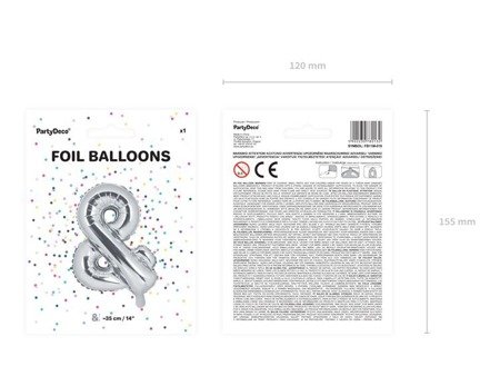 Balon foliowy &, 35cm, srebrny (1 karton / 50 szt.)