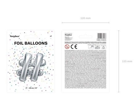 Balon foliowy #, 35cm, srebrny