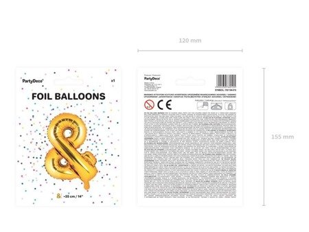 Balon foliowy &, 35cm, złoty (1 karton / 50 szt.)