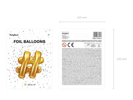 Balon foliowy #, 35cm, złoty