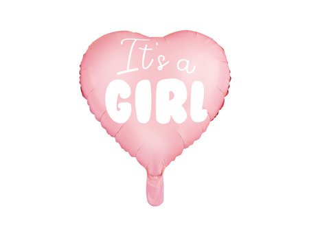 Balon foliowy Serce - It's a girl, 45cm, jasny różowy