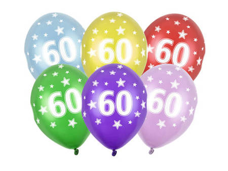 Balony 30cm, 60th Birthday, Metallic Mix 50 szt.