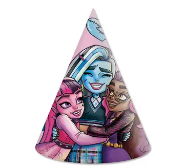 CZAPECZKI URODZINOWE MONSTER HIGH 6 SZT