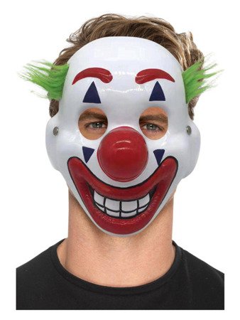 Clown Mask, PVC, with Hair & Elastic Strap