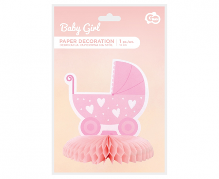 DEKORACJA NA STÓŁ WÓZEK BABY SHOWER DZIEWCZYNKA 16 CM