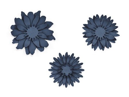Dekoracje papierowe Kwiaty, ciemny granat (1 karton / 40 op.) (1 op. / 3 szt.)