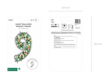 FORMA DLA BALONÓW CYFRA 9 SREBRNA 126 CM