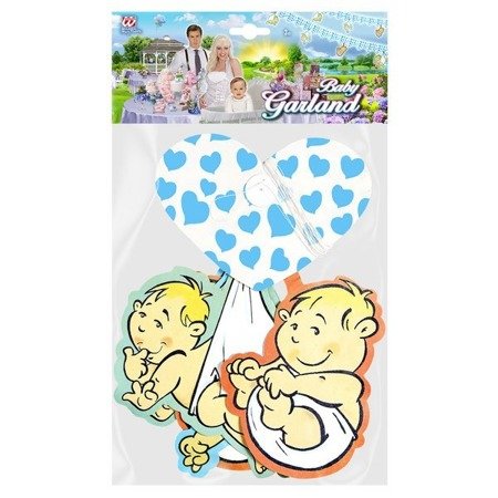 GIRLANDA BABY SHOWER DEKORACJA NIEBIESKA