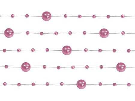 Girlandy perłowe, różowy, 1,3m (1 karton / 40 op.) (1 op. / 5 szt.)