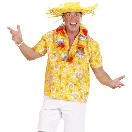 Koszula hawajska żółta w kwiatki hawaje