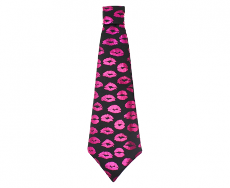 Krawat Kiss buziaczki różowo czarny