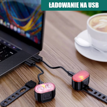 LAMPKA ROWEROWA PRZÓD I TYŁ LED USB