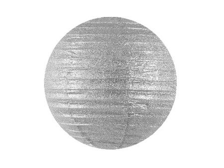 Lampion brokatowy, srebrny, 25cm (1 karton / 30 szt.)
