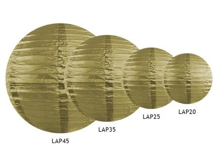 Lampion papierowy, złoty, 20cm (1 karton / 30 szt.)