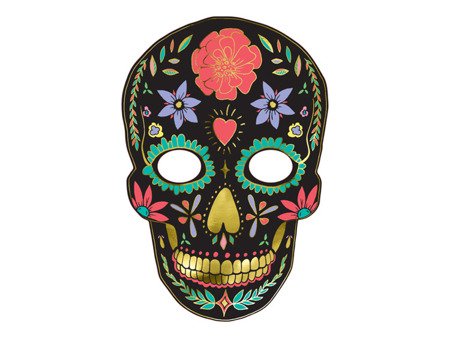 Maska Dia de Los Muertos, czarny, 19x28cm (1 karton / 40 szt.)