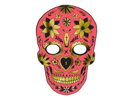 Maska Dia de Los Muertos, czerwony, 19x28cm (1 karton / 40 szt.)