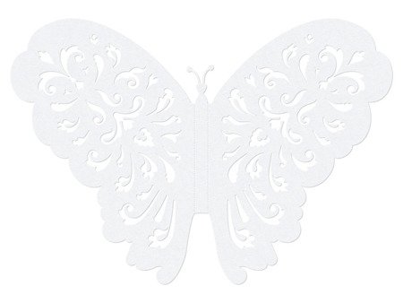 Motylki ozdobne, biały, 14cm (1 karton / 50 op.) (1 op. / 10 szt.)