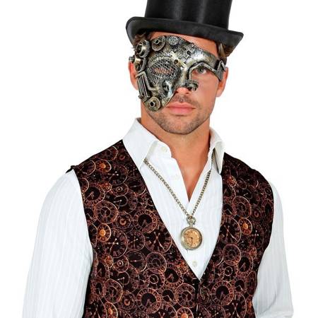 NASZYJNIK ZŁOTY Z ZEGAREM STEAMPUNK KAPELUSZNIK