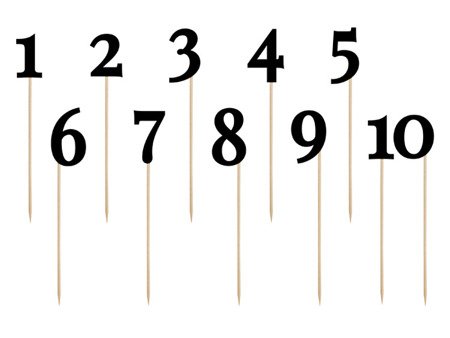 Numery na stół, czarny, 24-26cm (1 karton / 50 op.) (1 op. / 11 szt.)