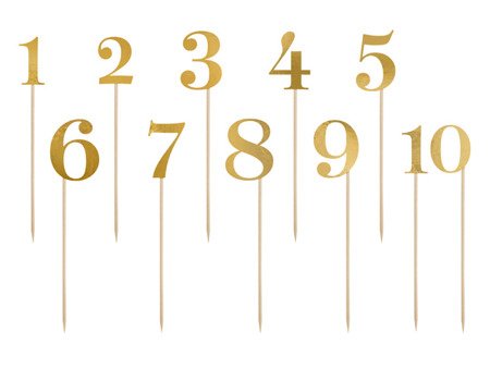Numery na stół, złoty, 25,5-26,5cm (1 karton / 50 op.) (1 op. / 11 szt.)