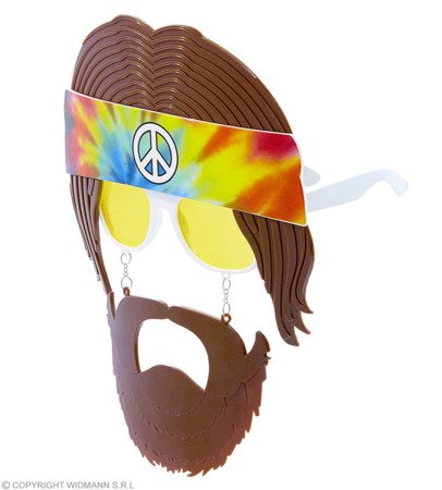 OKULARY Z BRODĄ I WĄSAMI HIPPIE