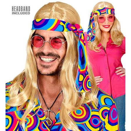 PERUKA BLOND HIPPIE Z OPASKĄ