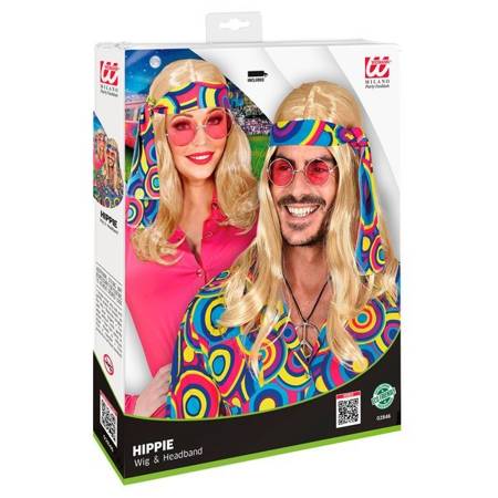 PERUKA BLOND HIPPIE Z OPASKĄ