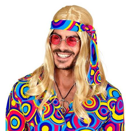 PERUKA BLOND HIPPIE Z OPASKĄ