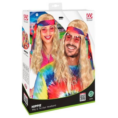 PERUKA BLOND HIPPIE Z OPASKĄ