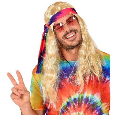 PERUKA BLOND HIPPIE Z OPASKĄ