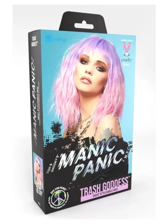 PERUKA RÓŻOWO-FIOLETOWA Z GRZYWKĄ MANIC PANIC