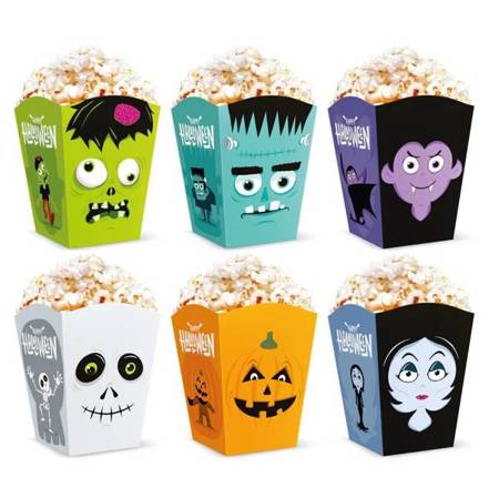 PUDEŁKA NA POPCORN HALLOWEEN MONSTERS 10X7,5 CM 6SZT.