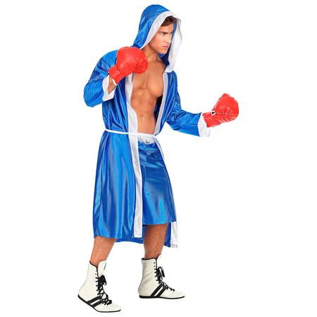 PUGILE blu (mantello con cappuccio, cintura, pantaloncini)