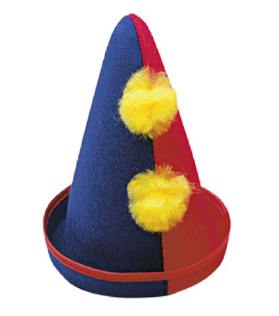 Pk 6 "CLOWN CONE HAT" felt - colors ass.