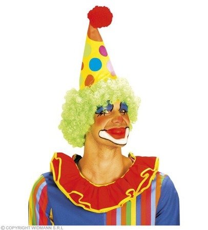 Pk 6 "CLOWN HAT WITH CURLY WIG" 3 colors ass.