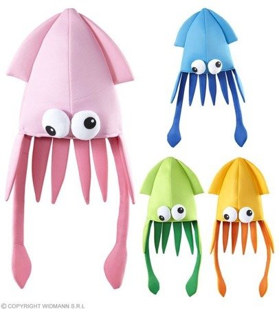 Pk 8 "GIANT SQUID HAT" 4 colors assorted