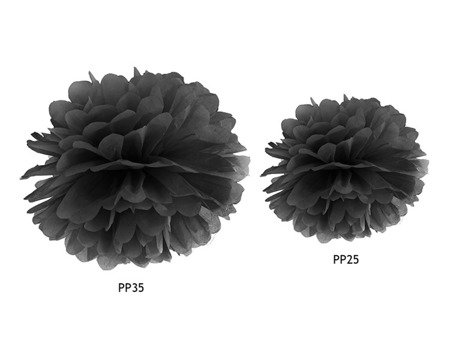 Pompon bibułowy, czarny, 25cm (1 karton / 100 szt.)
