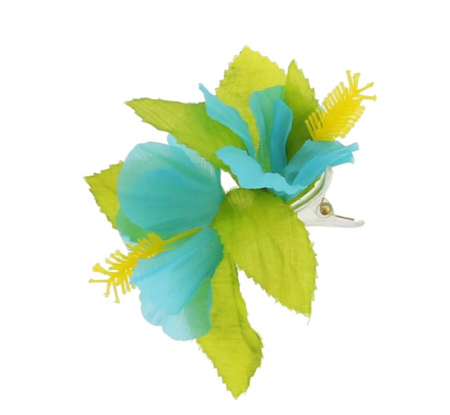 Przypinka Hawajska mała, błękitna kwiaty